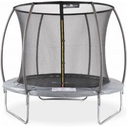 Trampoline rond Ø 250cm grijs met veiligheidsnet aan binnenzijde - Pluton INNER – Nieuw model - trampoline voor tuin 2,50m 250 cm